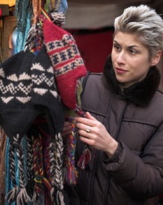 Woman looking at consignment shop items